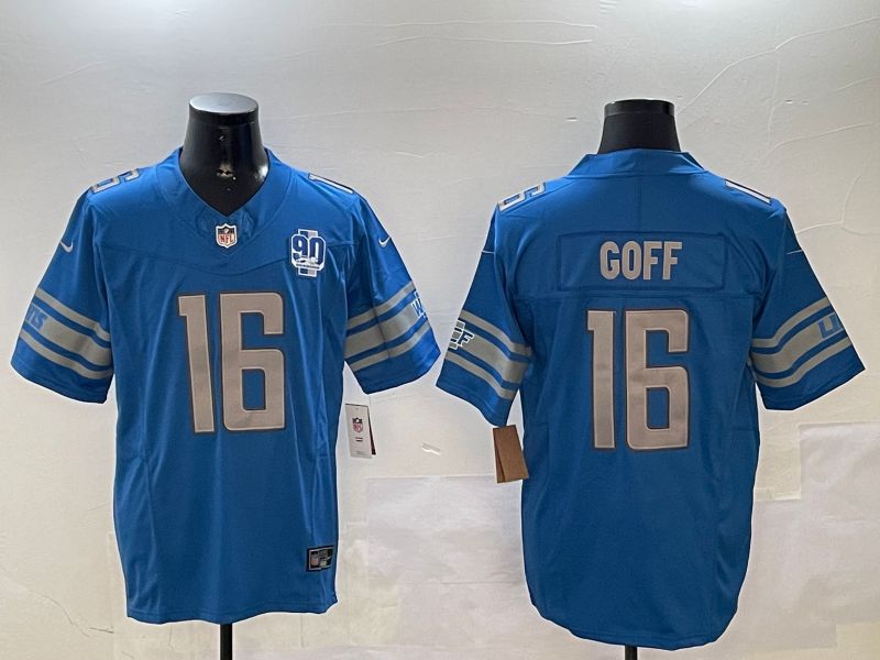 Men Detroit Lions #16 Goff Blue three generations 2024 Nike Limited NFL Jersey style 11022